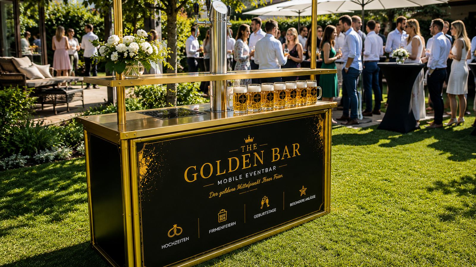 Zapfanlage THE GOLDEN BAR bei einer Gartenveranstaltung